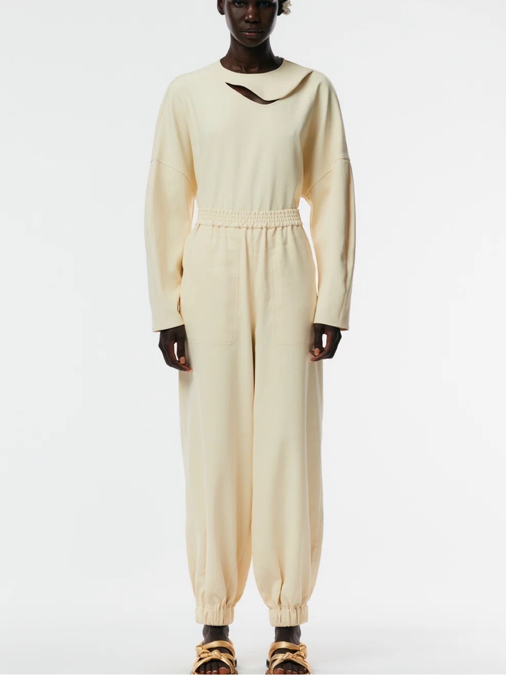 Tibi NWT Chalky Drape Plashet Jogger Size XXS in Butter